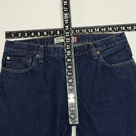Levis 505 Jeans Men 36x32 Blue Straight Fit Pants Dark Wash Workwear - Picture 3 of 7